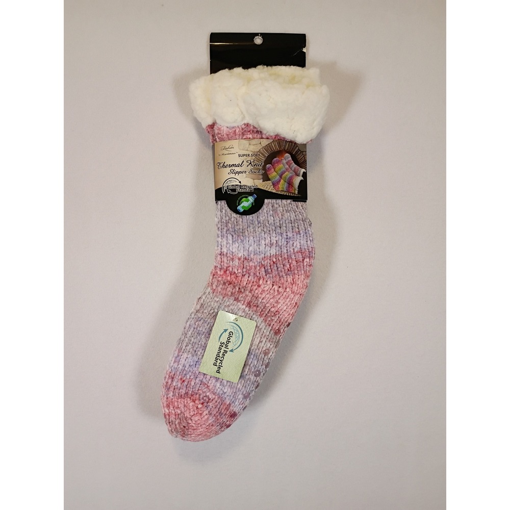 Cozy Hygge Fashion by Mirabeau Womens OS Pink Ombre Thermal Knit Slipper Socks